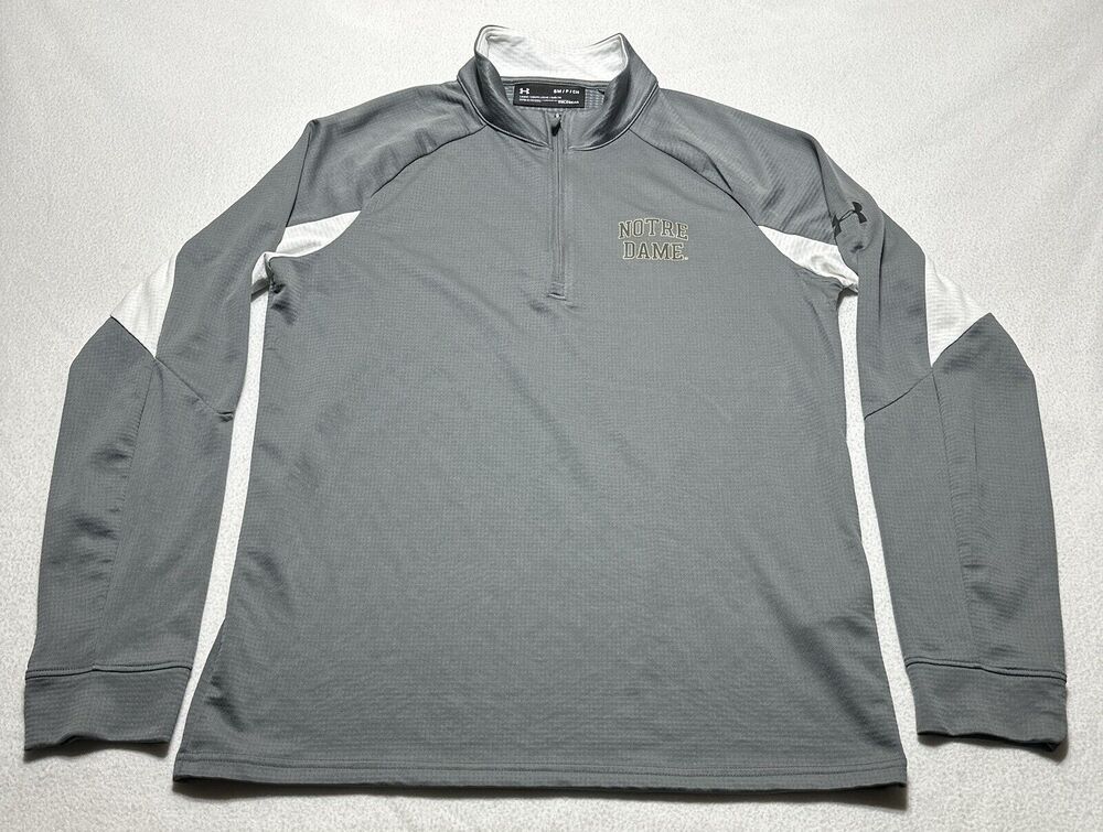 Notre Dame Under Armour 1/4 Zip Long Sleeve Loose Fit Coldgear Mens Small Read